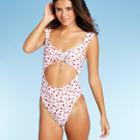 Women's Cinch-front Cut-out One Piece Swimsuit - Xhilaration Floral Print Xs, Women's, White