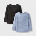Toddler Boys' 2pk Thermal Long Sleeve T-shirt - Cat & Jack Black/blue