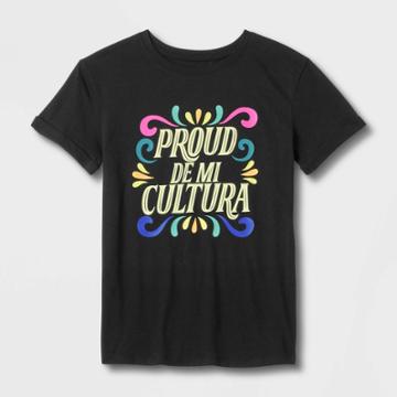 No Brand Pluslatino Heritage Month Kids' Gender Inclusive Proud Of My Culture Short Sleeve Round Neck T-shirt - Black