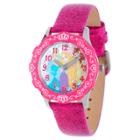 Girls' Disney Princess Cinderella, Belle And Rapunzel Stainless Steel Glitz Watch - Pink