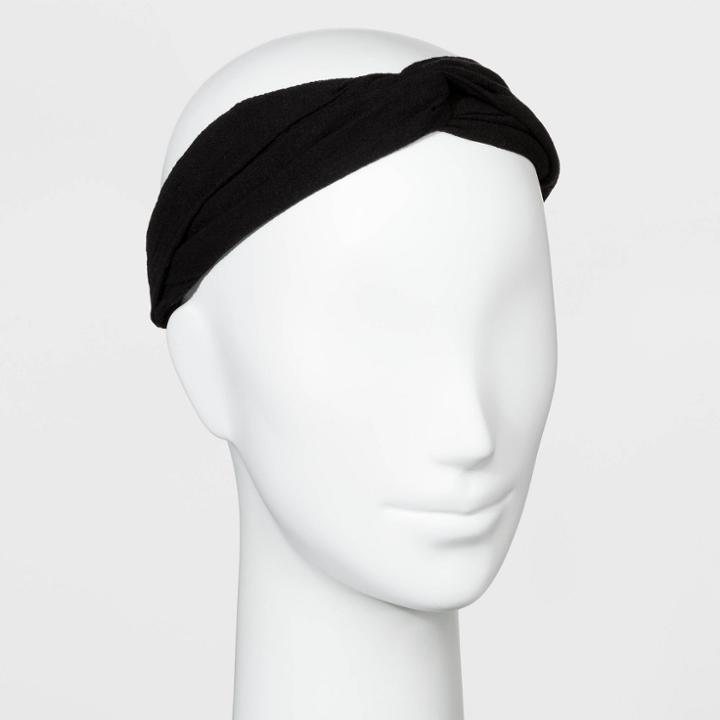 Cotton Fabric Twist Front Headwrap - Universal Thread Black