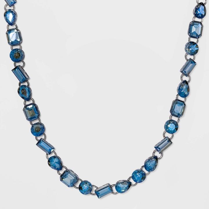 Multi-crystal Glass Necklace - A New Day Blue, Women's