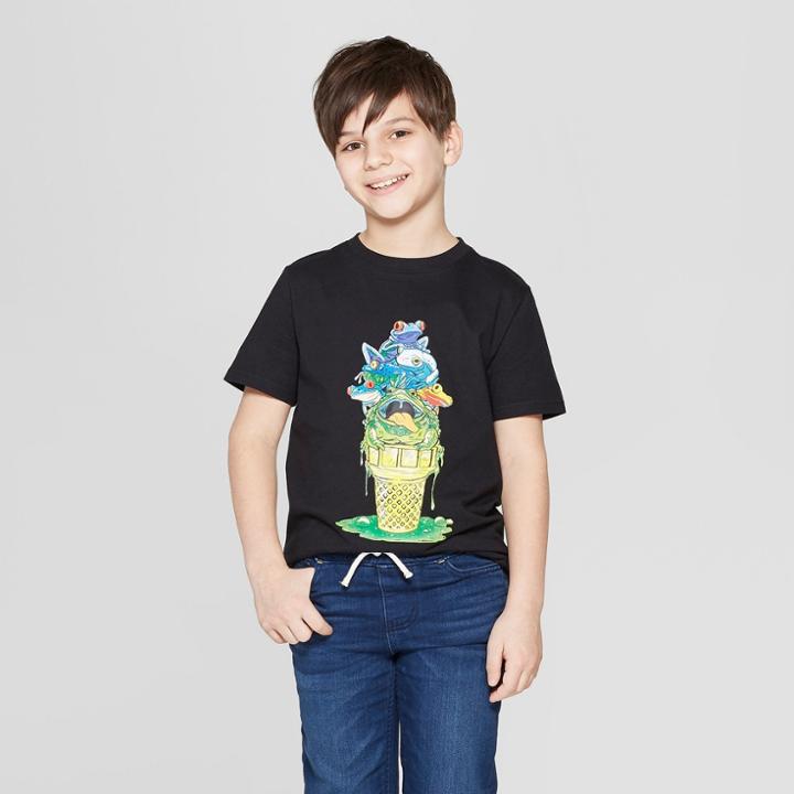 Boys' Frog Cone Short Sleeve Graphic T-shirt - Cat & Jack Black