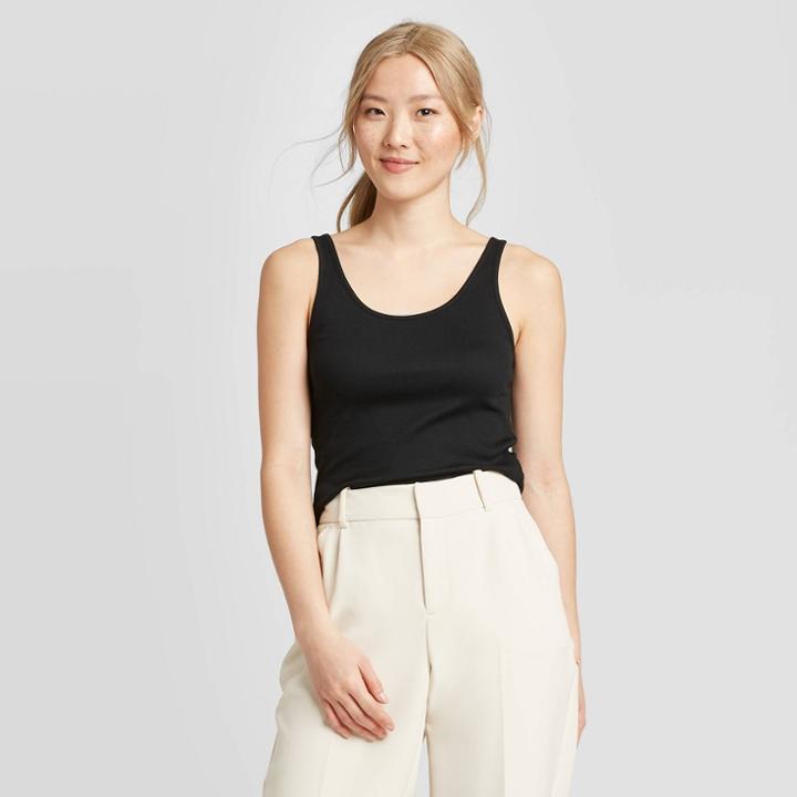 Women's Regular Fit Scoop Neck Any Day Tank Top - A New Day Black