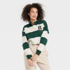 Women's Disney Bambi Long Sleeve Striped Graphic Polo T-shirt - Ivory