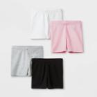 Toddler Girls' 4pk Tumble Shorts - Cat & Jack Black/white/gray/pink 12m, Toddler Girl's,