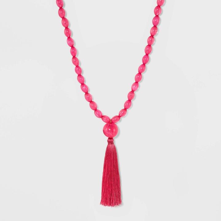 Sugarfix By Baublebar Tassel Pendant Beaded Necklace - Pink, Girl's, Coral