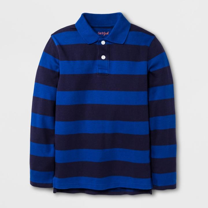 Boys' Long Sleeve Polo Shirt - Cat & Jack Blue