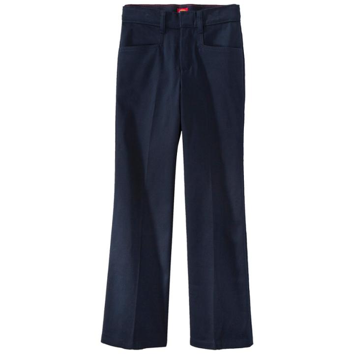 Dickies Girls' Classic Fit Stretch Boot Cut Uniform Chino Pants - Dark Navy 9, Girl's, Dark Blue