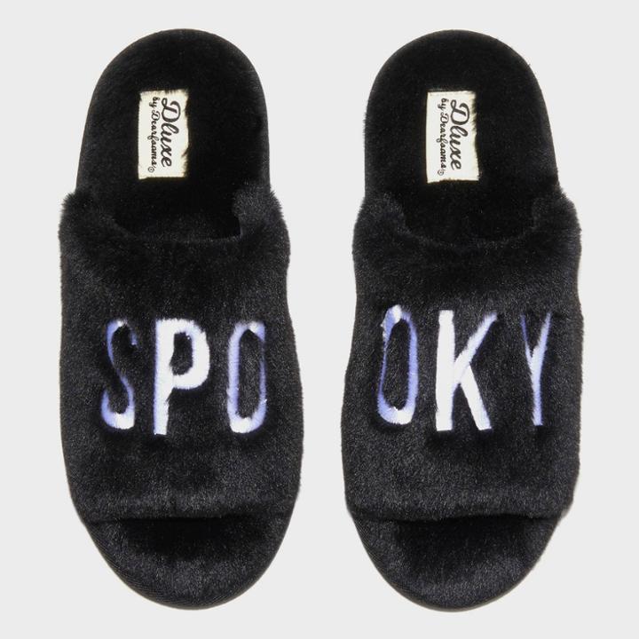 Women's Dluxe By Dearfoams Halloween Spooky Slippers - Black