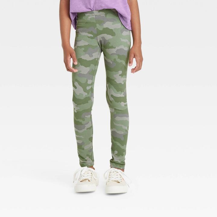 Girls' Camo Leggings - Cat & Jack Army Green