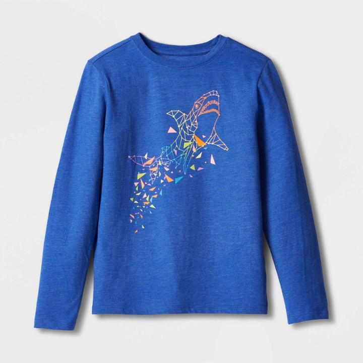 Boys' 'abstract Shark' Long Sleeve Graphic T-shirt - Cat & Jack Blue
