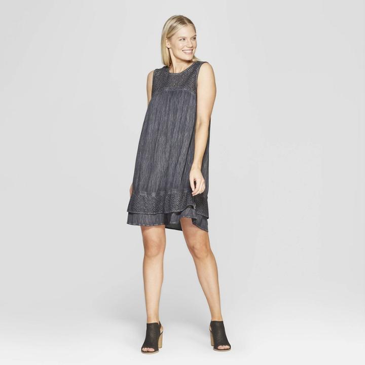 Women's Sleeveless Scoop Neck Mini Shift Dress - Knox Rose Rose