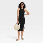 Women's Sleeveless Ribbed Dress - A New Day Black