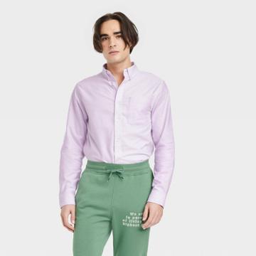 Houston White Adult Oxford Long Sleeve Button-down Shirt - Purple