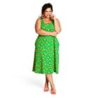 Women's Plus Size Leopard Print Knit Midi Dress - Tabitha Brown For Target Green/orange