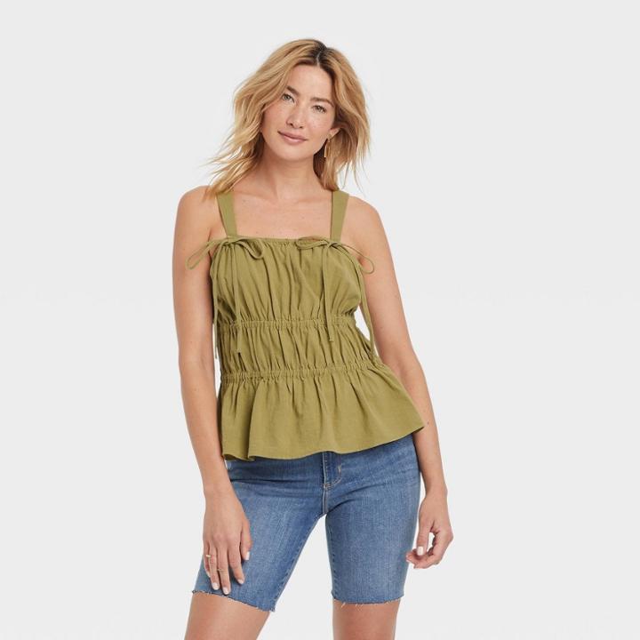 Women's Peplum Tank Top - Universal Thread Green
