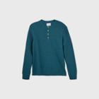 Men's Standard Fit Textured Long Sleeve Henley T-shirt - Goodfellow & Co Galaxy Blue