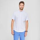 Men's Striped Slim Fit Short Sleeve Soft Wash Button-down Shirt - Goodfellow & Co Amparo Blue