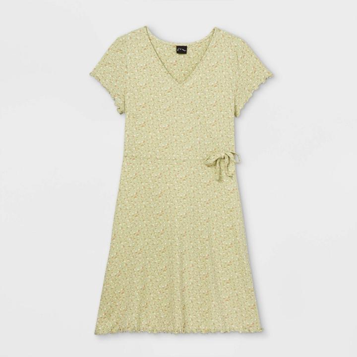 Girls' Rib-knit Wrap Short Sleeve Dress - Art Class