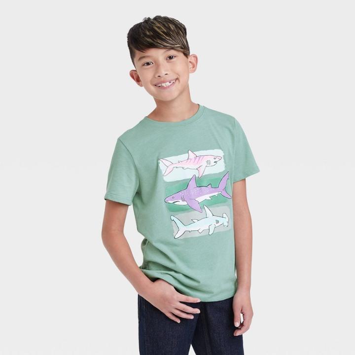 Boys' Three Swimming Sharks Graphic Short Sleeve T-shirt - Cat & Jack