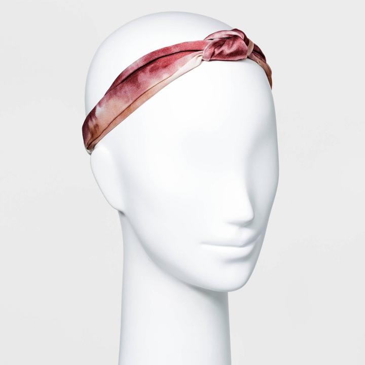 Printed Fabric With Front Knot And Elastic Back Headwrap - A New Day Rust
