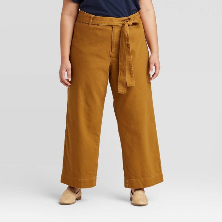 Women's Plus Size Mid-rise Tie Waist Pants - Universal Thread Brown