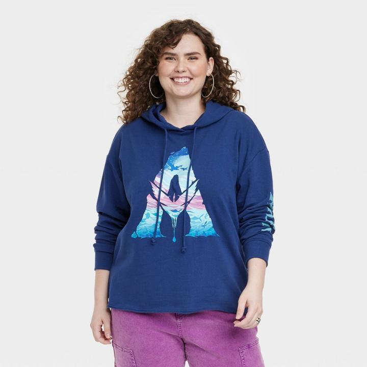 Women's Plus Size Avatar Graphic Hoodie - Blue