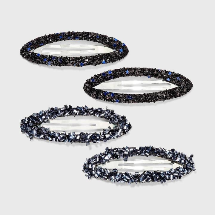 Sequin And Star Covered Snap Clip Set 4pc - Wild Fable