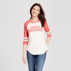 Netflix Women's Stranger Things 3/4 Sleeve Upside Down Raglan Graphic T-shirt (juniors') Heather Gray