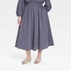 Women's Plus Size Smocked Waist Mid-rise A-line Skirt - A New Day Navy Blue