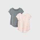 Toddler Girls' 2pk Short Sleeve Sparkle And Floral T-shirt - Cat & Jack Pink/gray