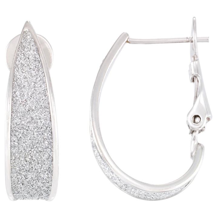 Target Platinum Over Silver Glitter Graduated Oval Hoops-platinum, Girl's,