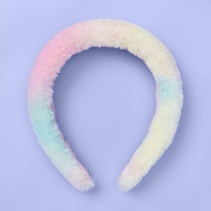 More Than Magic Girls' Fuzzy Faux Fur Rainbow Headband - More Than