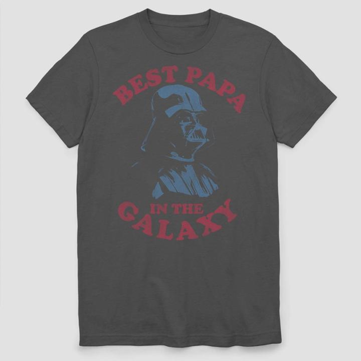 Adult Star Wars 'best Papa In The Galaxy' Short Sleeve Graphic T-shirt Gray