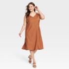 Women's V-neck Slip Dress - A New Day Brown