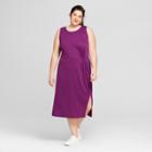 Women's Plus Size Knit Tank Sundress- Ava & Viv Purple X