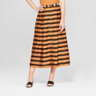 Women's Striped Button Front A-line Midi Skirt - Who What Wear Black/brown