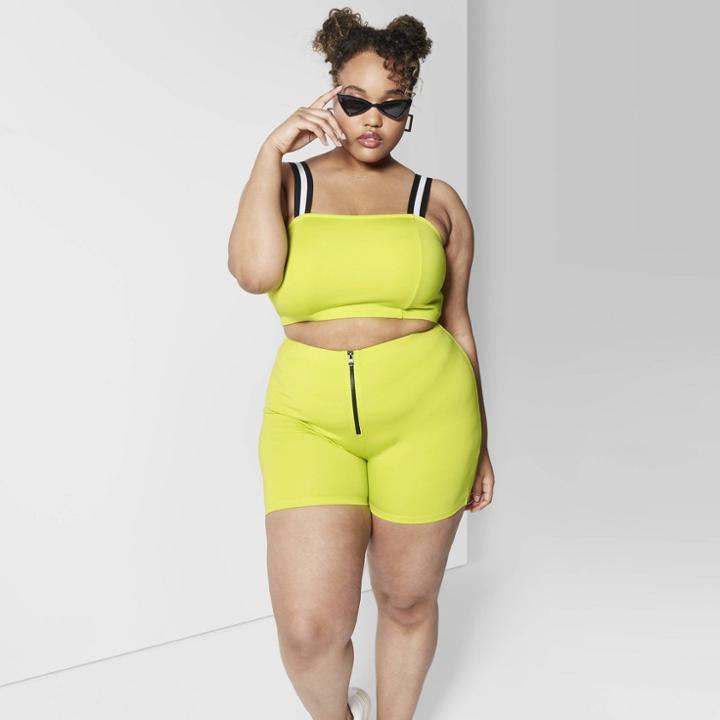 Women's High-rise Sleeveless Scoop Neck Cropped Tank Top - Wild Fable Neon Yellow