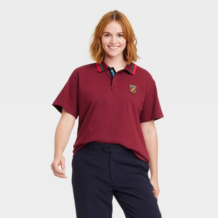 Houston White Adult Short Sleeve Polo Shirt - Dark Red