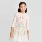Girls' Long Sleeve Unicorn Cake Graphic T-shirt - Cat & Jack Cream S, Girl's, Size: