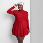 Women's Plus Size Long Sleeve Lurex Fit & Flare Dress - Wild Fable Red
