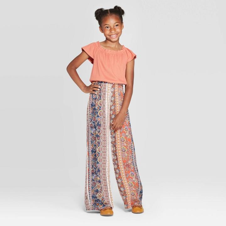 Girls' Knit To Woven Jumpsuit - Art Class Brown