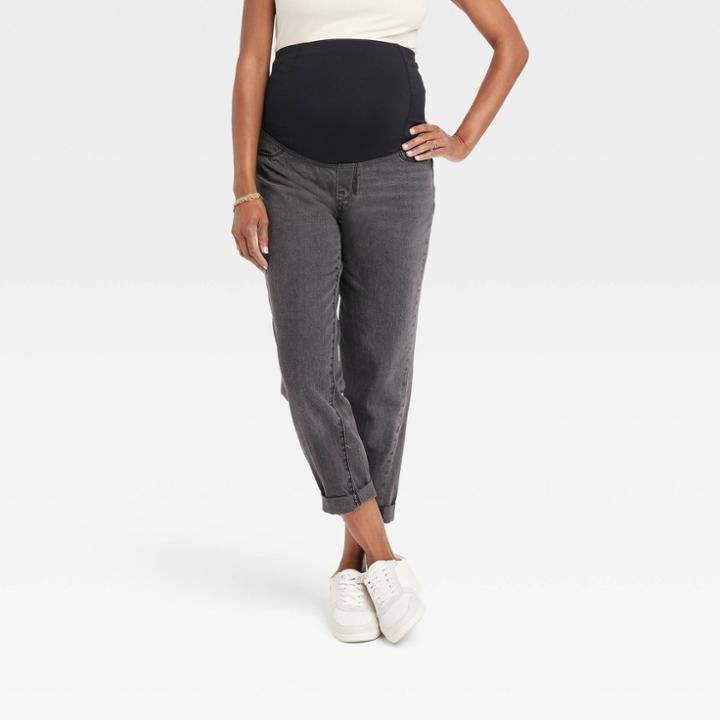 Over Belly Boyfriend Maternity Jeans - Isabel Maternity By Ingrid & Isabel Black Wash