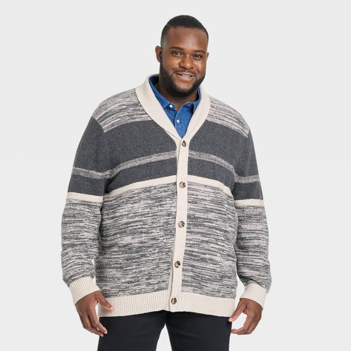 Men's Big & Tall Chunky Shawl Collared Cardigan - Goodfellow & Co Gray