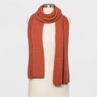 Women's Shaker Stitch Knit Scarf - A New Day Orange One Size,