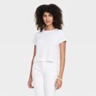 Women's Short Sleeve Shrunken T-shirt - Universal Thread White