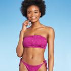 Juniors' Textured Bandeau Bikini Top - Xhilaration Fuchsia D/dd Cup