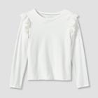 Girls' Long Sleeve Eyelet T-shirt - Cat & Jack Almond Cream Xs, Brown Ivory