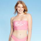 Women's Longline Bralette Bikini Top - Xhilaration Pink L, Women's, Size: Large, Pink White
